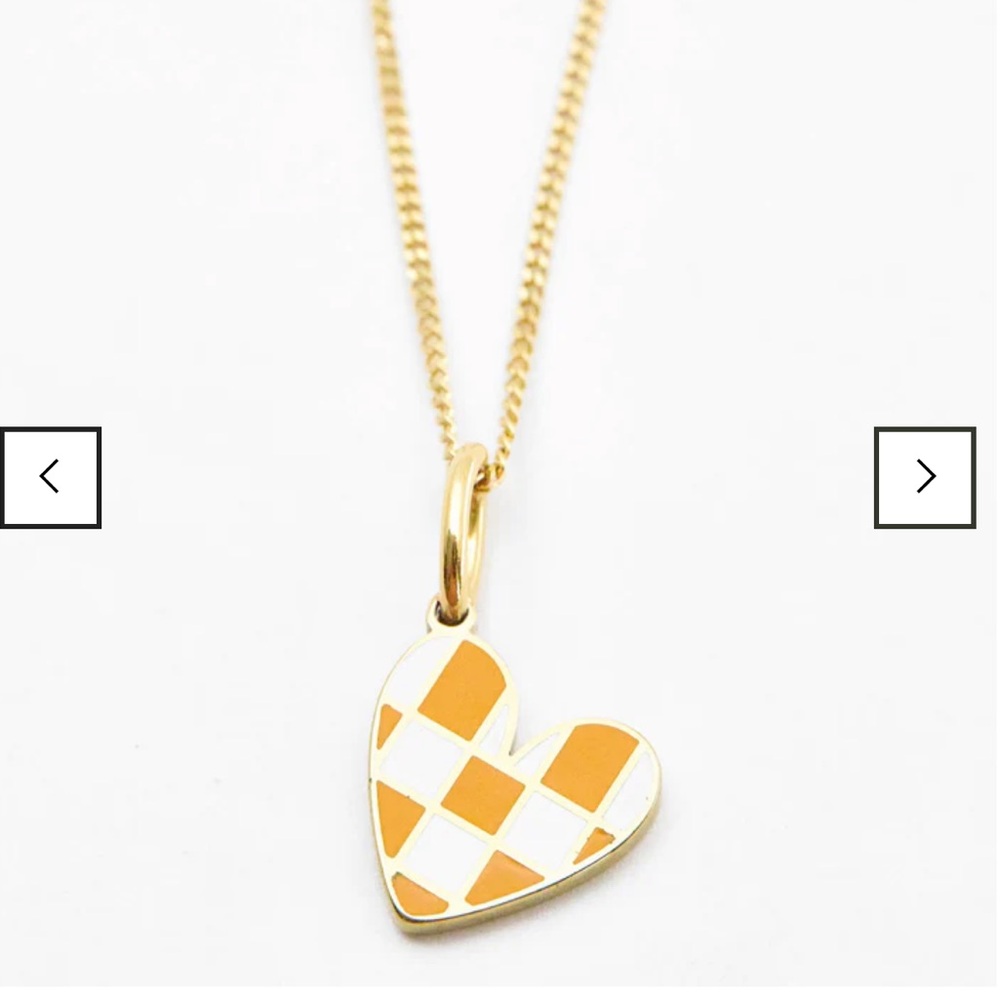 Rellery x Peyton Baxter Gold Checker Heart Necklace NWT